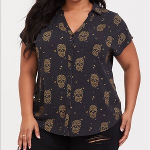 torrid size 2 Floral Skull Challis Dolman Blouse